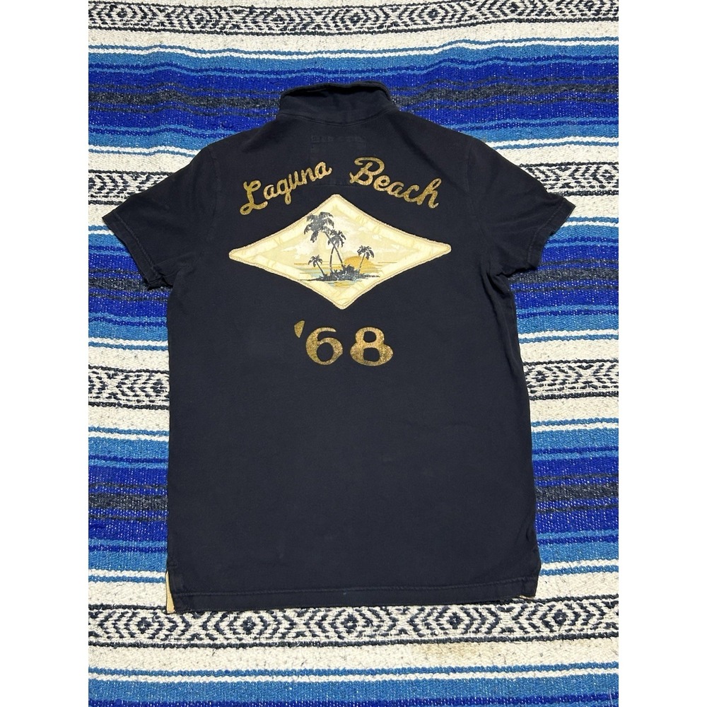 Y2K Hollister California Laguna Beach 68 Polo Shirt Mens Medium Navy
